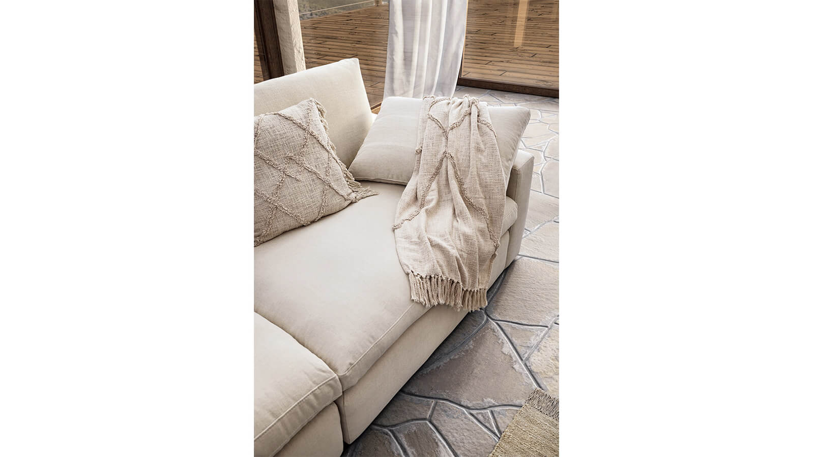 Sofa Palmdale - 4,5-Sitzer, inkl. Kissen, Stoff, Natur – Bild 6