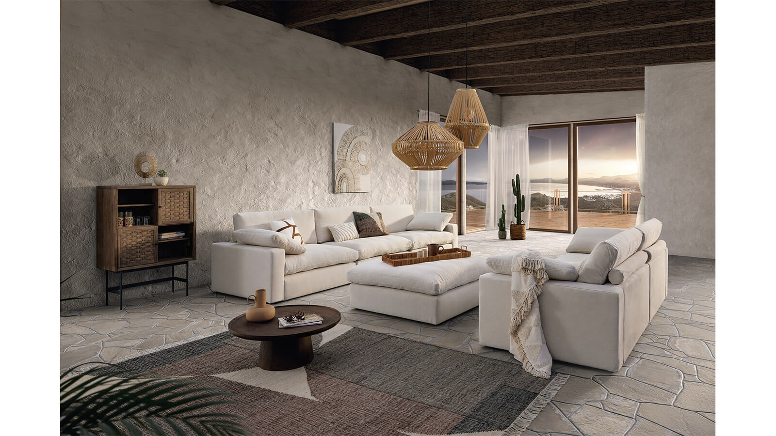 Sofa Palmdale - 4,5-Sitzer, inkl. Kissen, Stoff, Natur – Bild 7