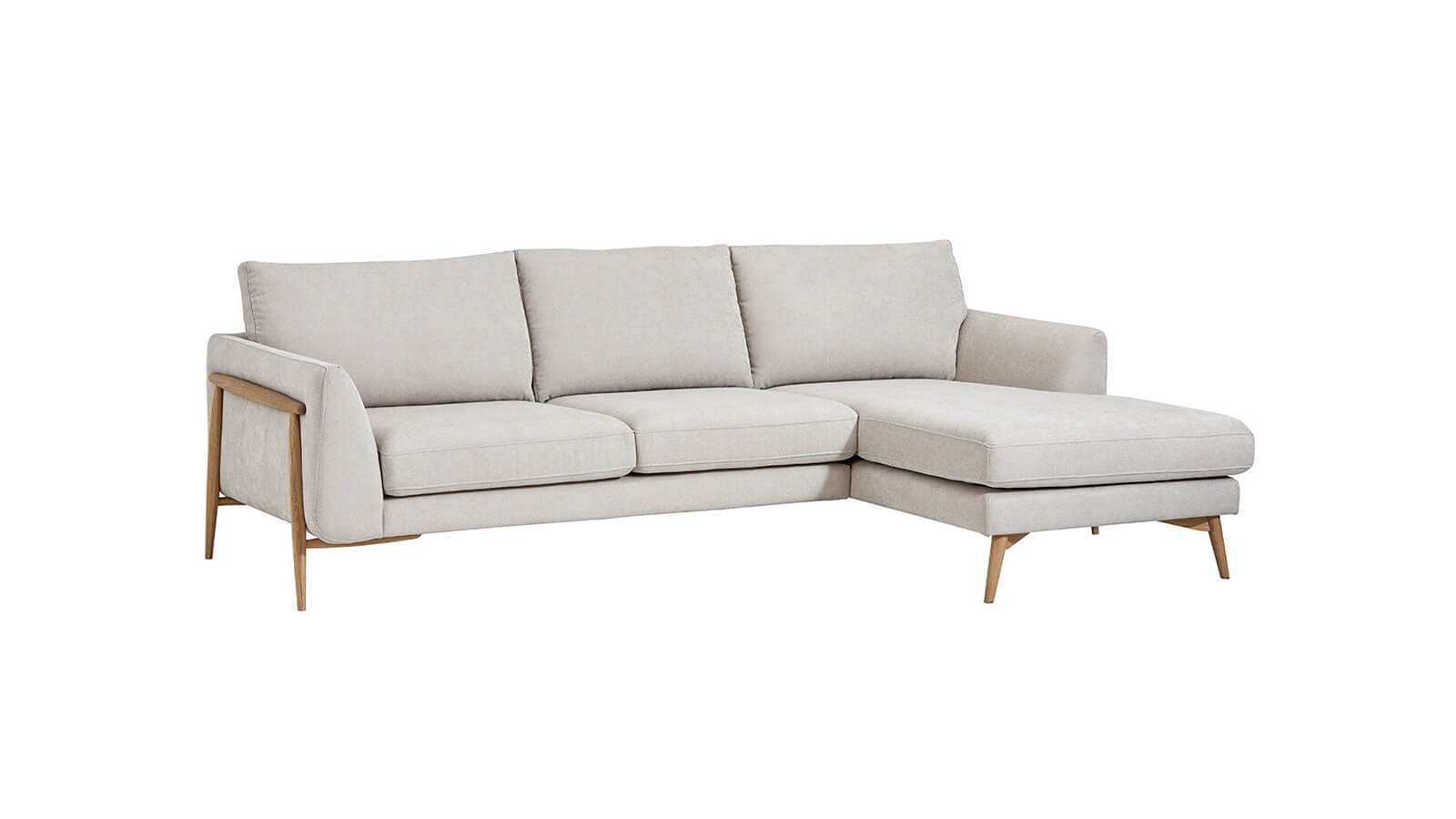 Ecksofa Sutton - 2-Sitzer mit Longchair rechts, Stoff, Beige
