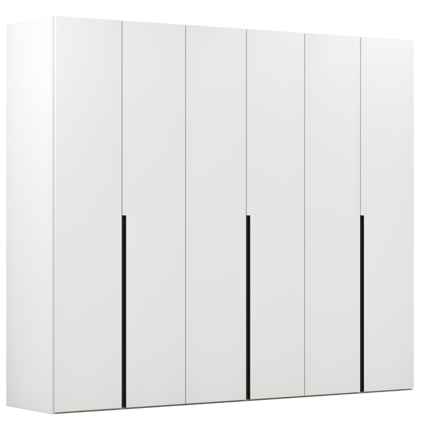 Drehtürenschrank Loretto - B ca. 280 cm, Lack matt, Weiß