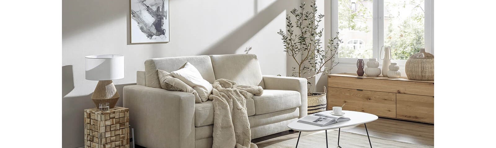 Cord-Sofa in beige