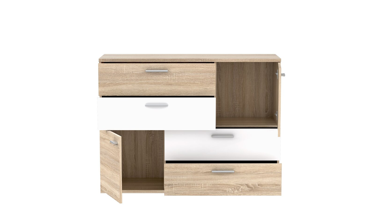 Kommode FADIA - Sonoma Eiche Dekor, Weiß – Bild 2