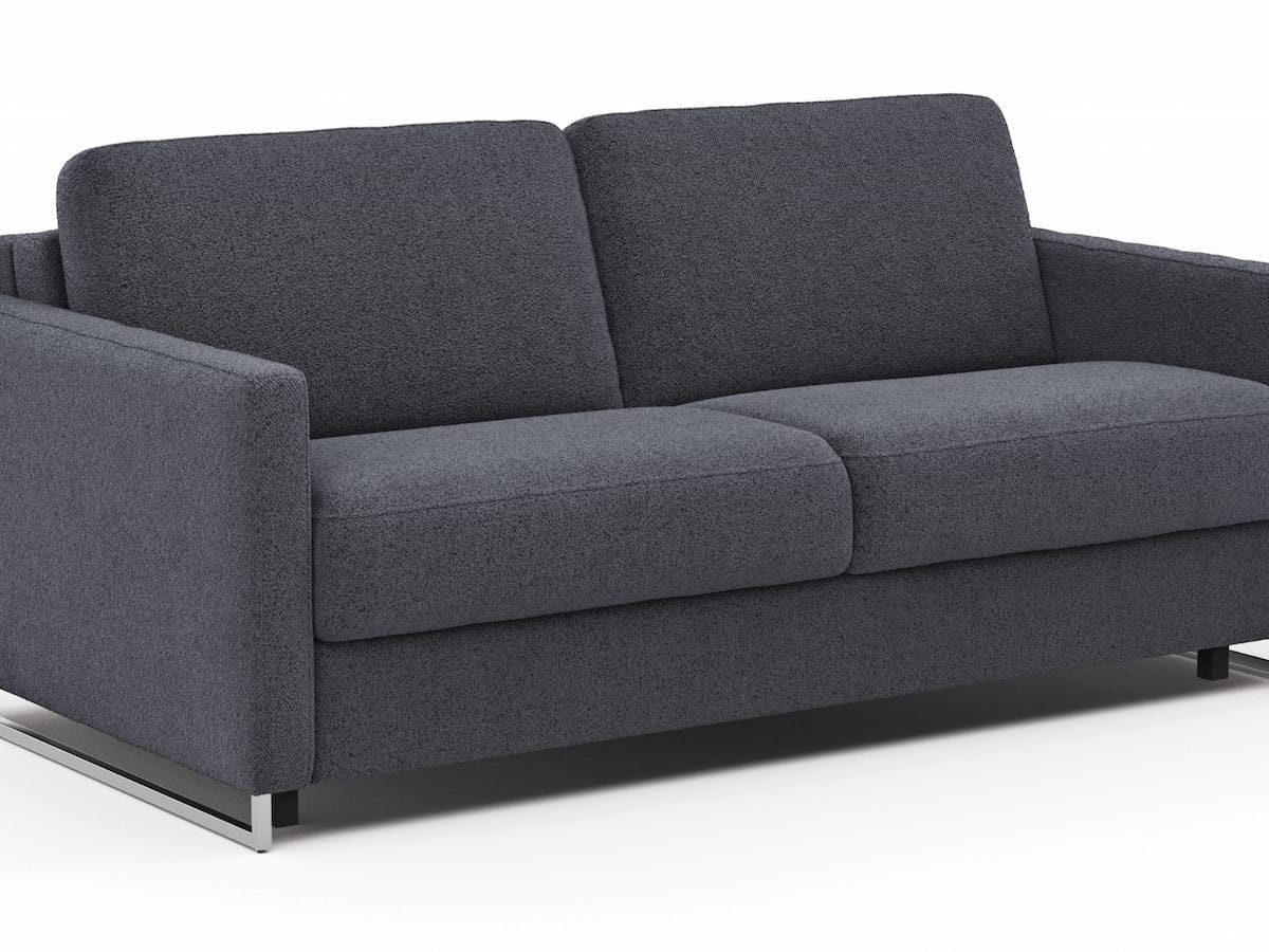 Sofa Nuoro - 2,5-Sitzer inkl. Schlaffunktion, Armlehne mit Kufe, Stoff, Eisblau