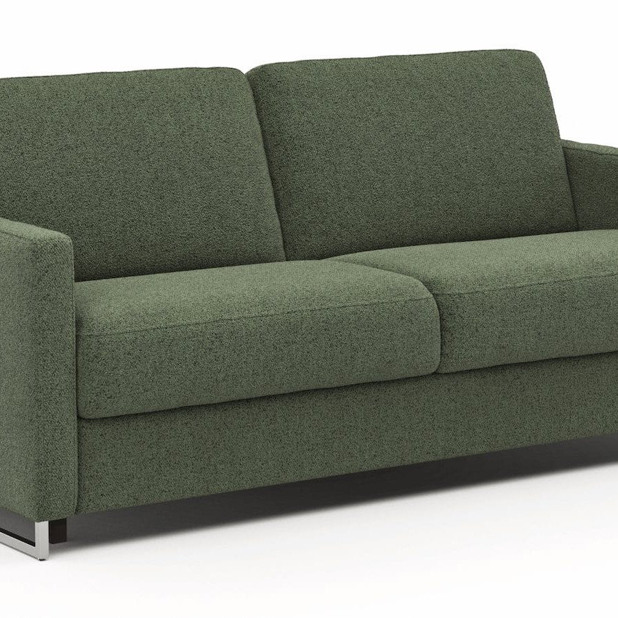 Sofa Nuoro - 2,5-Sitzer inkl. Schlaffunktion, Armlehne mit Kufe, Stoff, Olivgrün