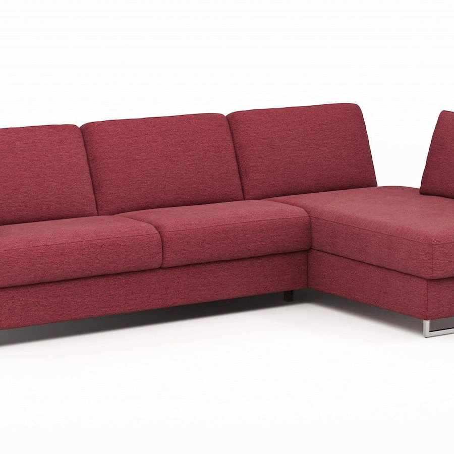 Ecksofa Nuoro - 2-Sitzer mit Longchair rechts inkl. Schlaffunktion und Bettkasten, Stoff, Rubin von Contur Einrichten
