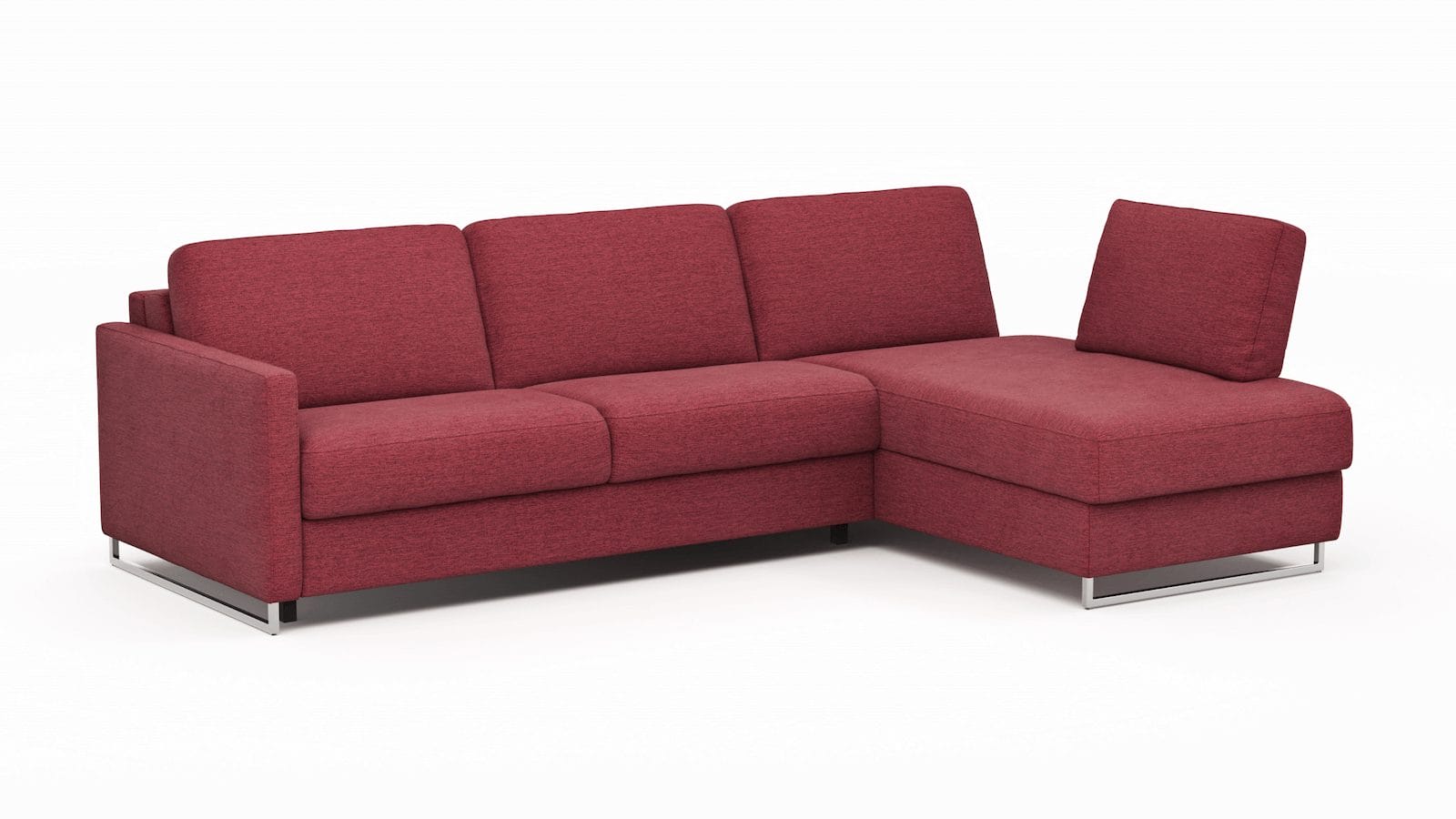 Ecksofa Nuoro - 2-Sitzer mit Longchair rechts inkl. Schlaffunktion und Bettkasten, Stoff, Rubin von Contur Einrichten