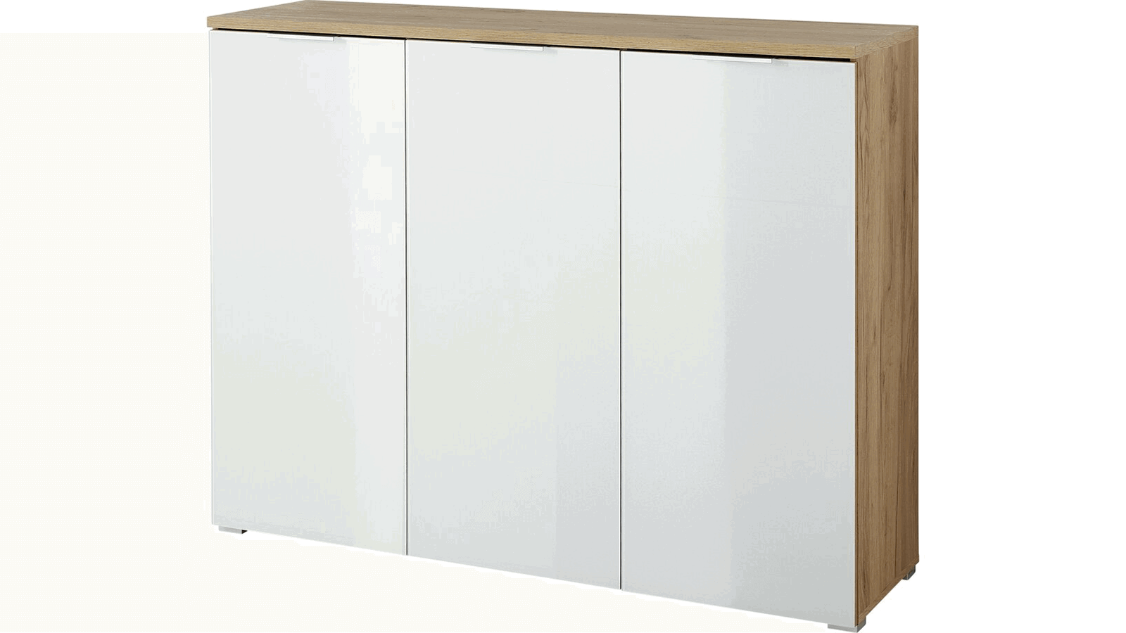 Schuhschrank GLEDA - Glas, Weiß, Eiche Dekor