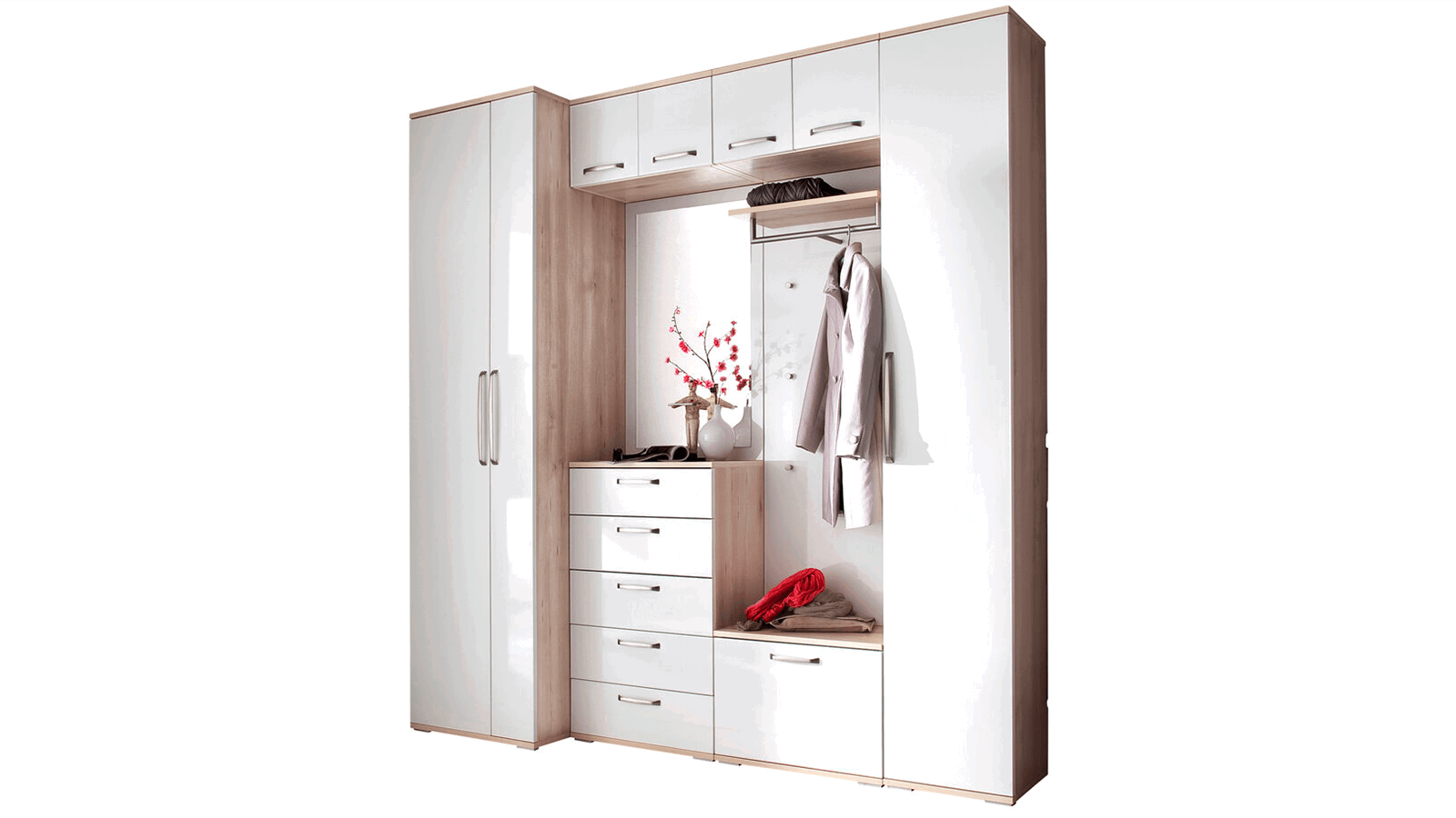 Garderobe - Eiche Dekor, Weiß