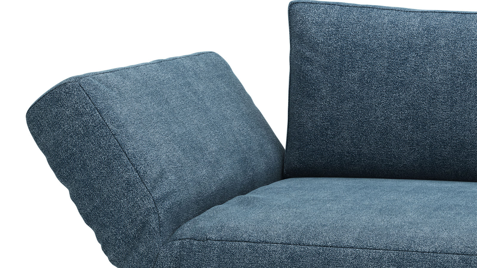 Großzügiges Schlafsofa mit Stoffbezug in verschiedenen Farben, komfortabler Sitzfläche, breiten Armlehnen, zwei Rückenkissen und schwarzen Designfüßen aus Metall