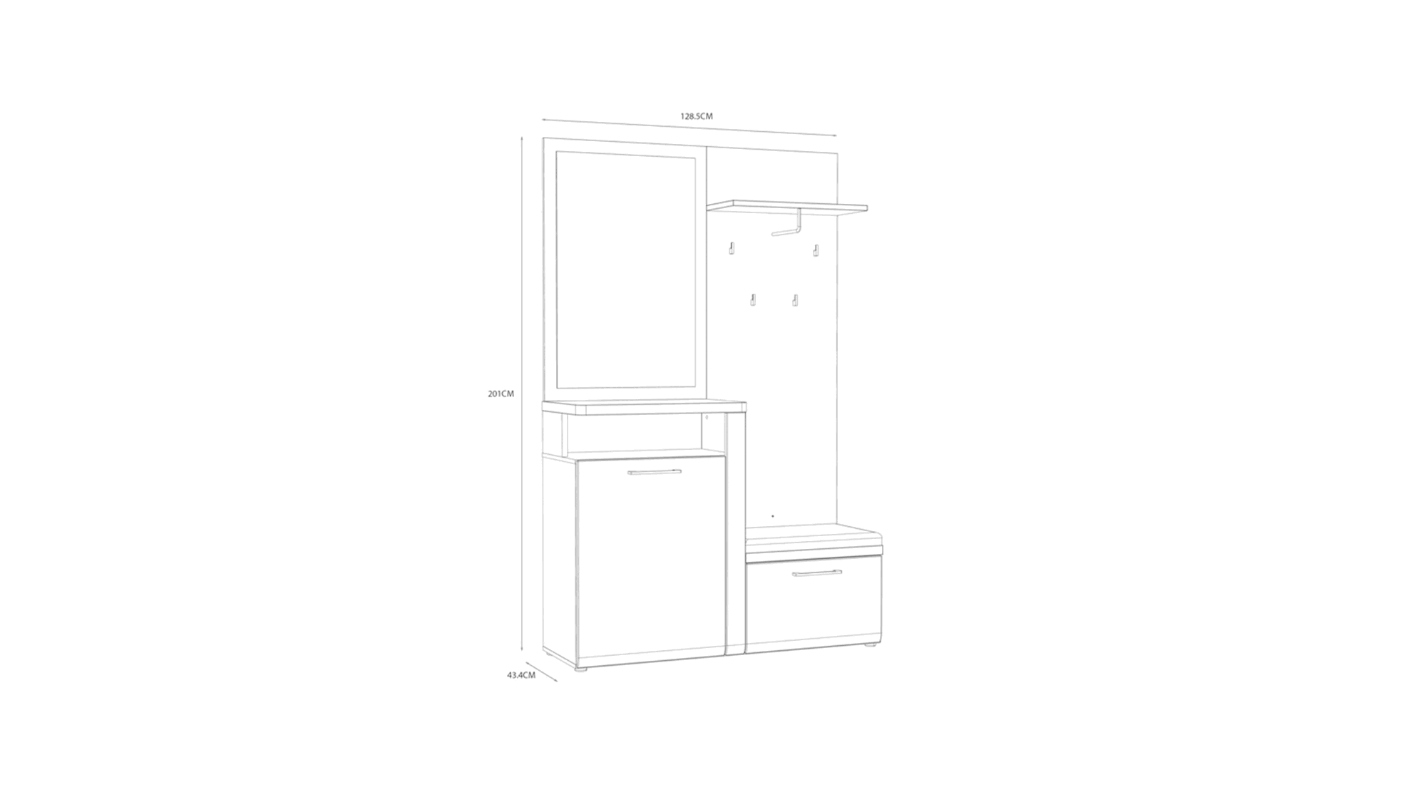 Garderobe - Weiß, Eiche Dekor – Bild 6