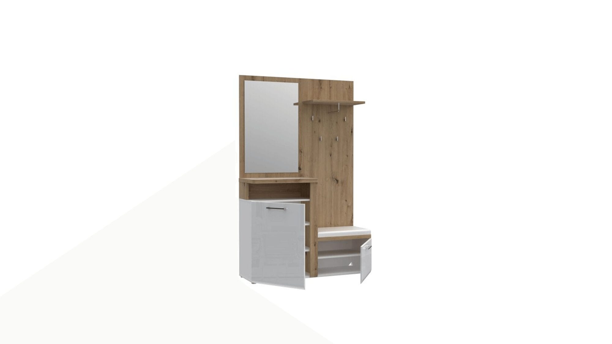 Garderobe - Weiß, Eiche Dekor – Bild 2