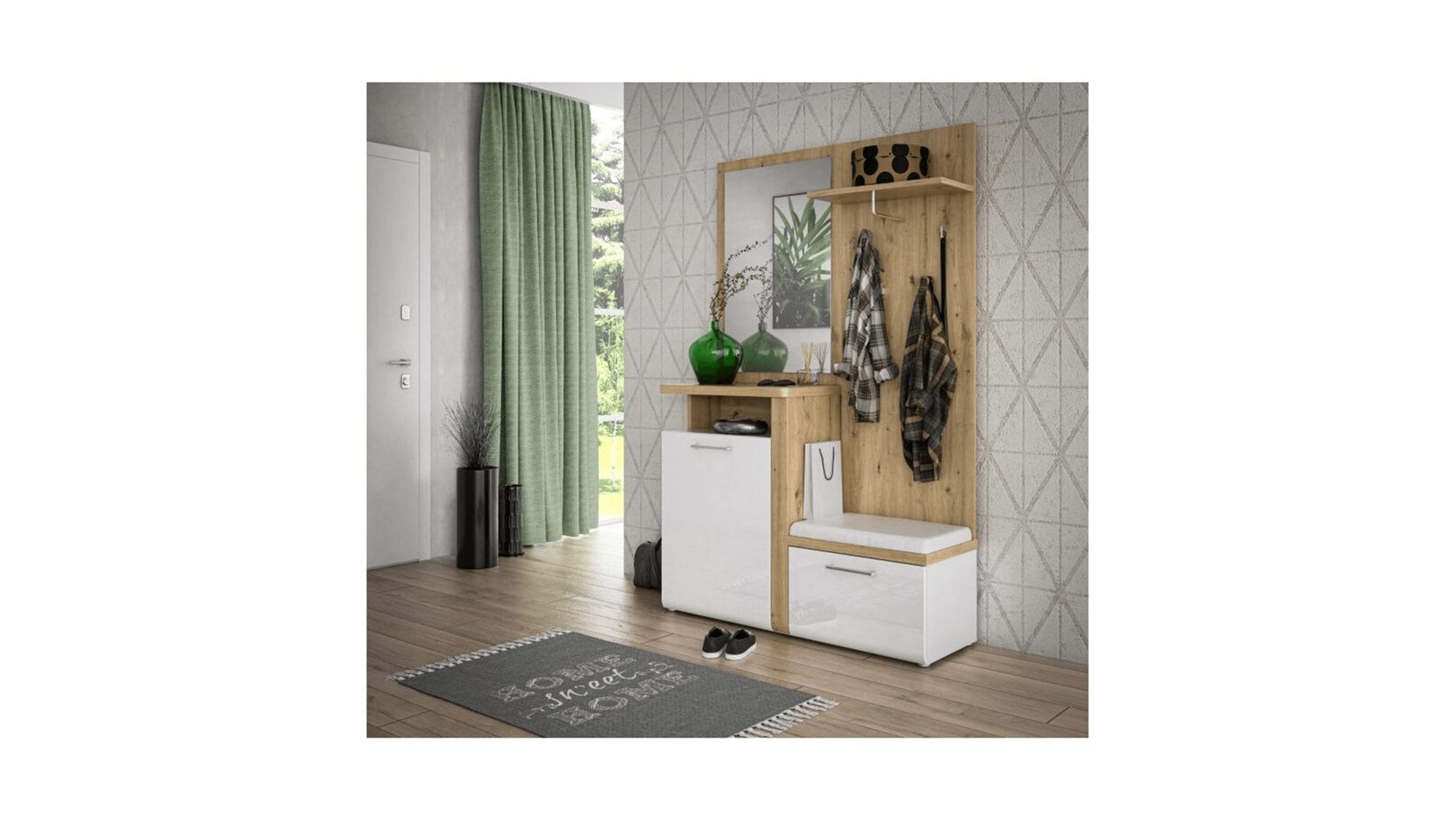 Garderobe - Weiß, Eiche Dekor – Bild 5
