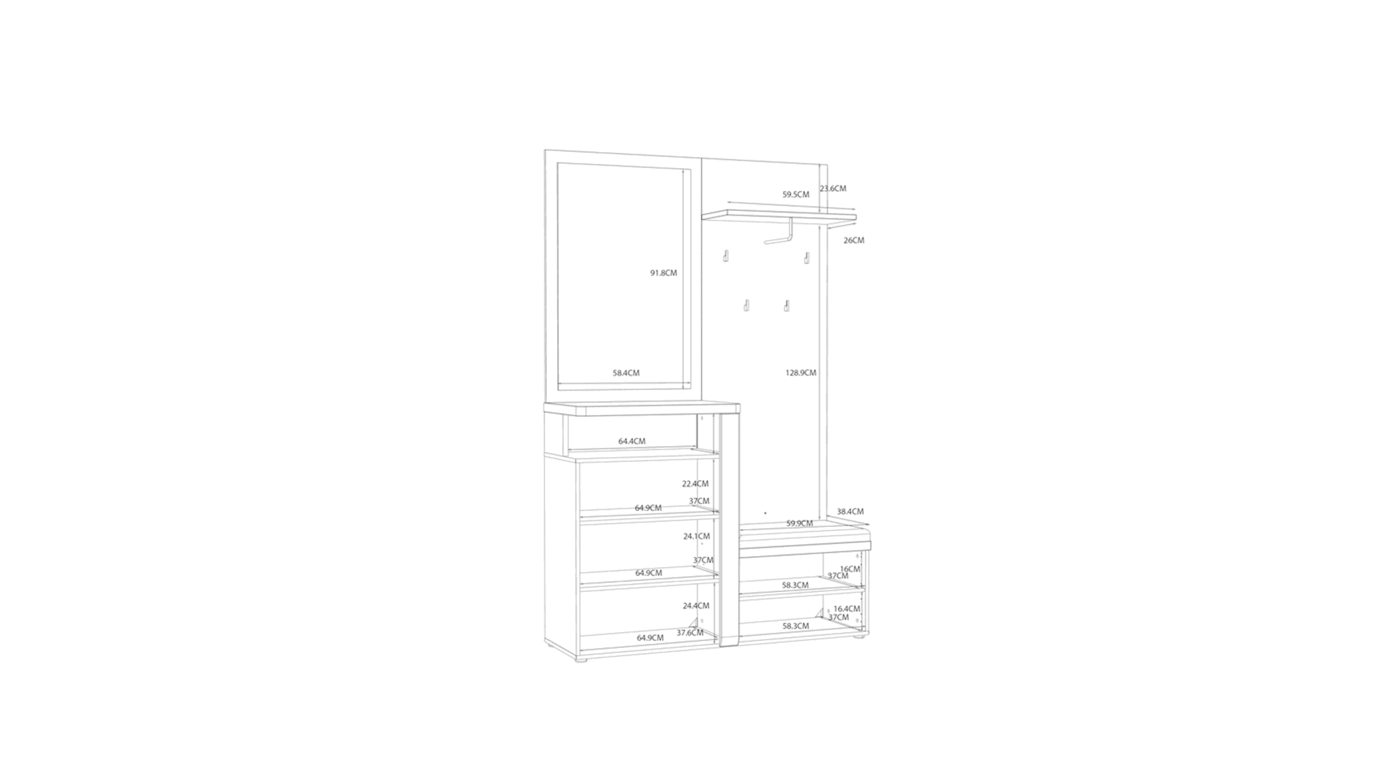 Garderobe - Weiß, Eiche Dekor – Bild 7