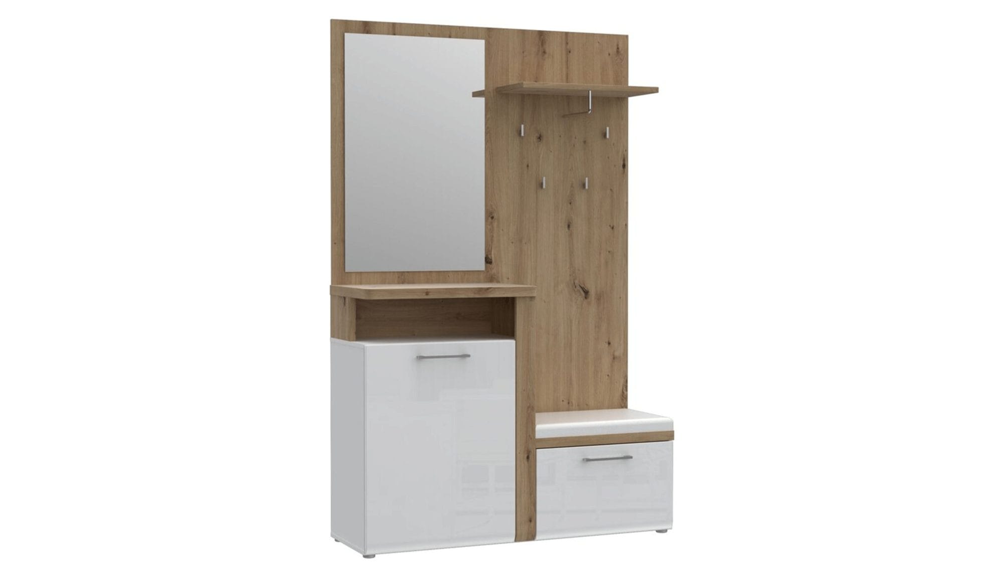 Garderobe - Weiß, Eiche Dekor