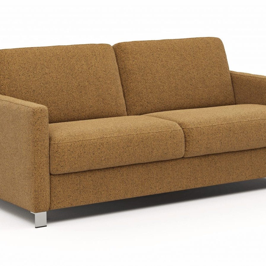 Sofa Nuoro - 2,5-Sitzer inkl. Schlaffunktion, Armlehne schmal, Stoff, Cognac