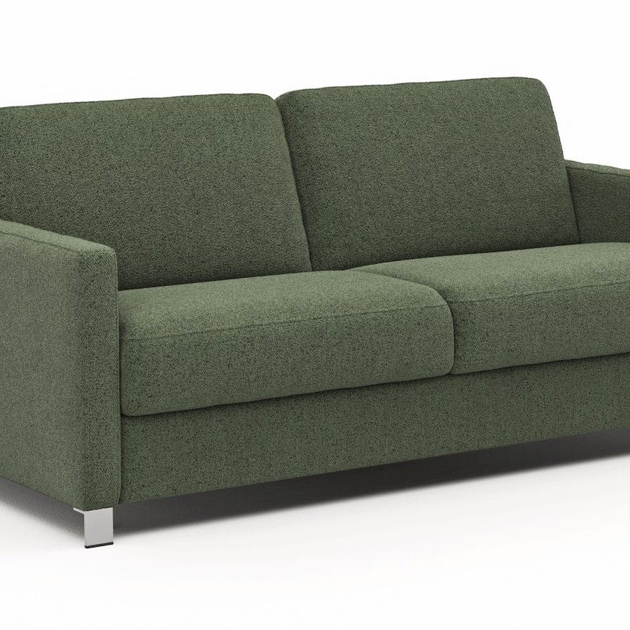 Sofa Nuoro - 2,5-Sitzer inkl. Schlaffunktion, Armlehne schmal, Stoff, Olivgrün