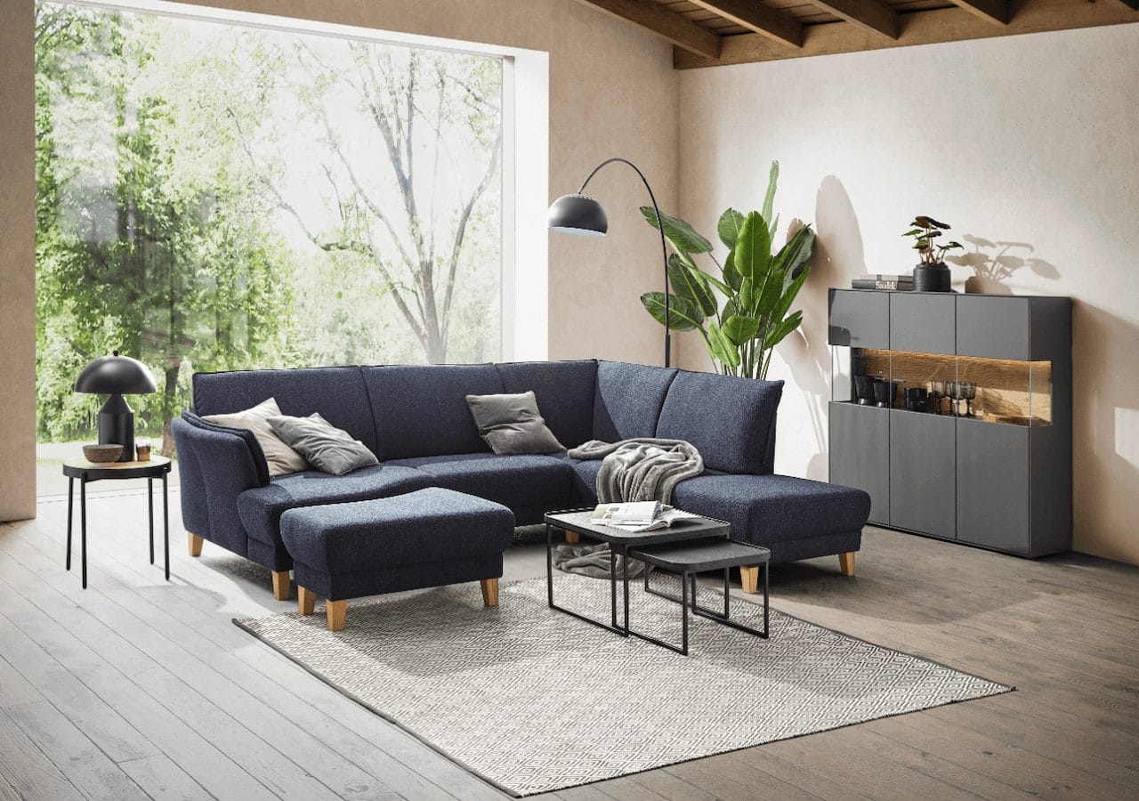 Sofa Stamford - inkl. Armlehne verstellbar, 3,5-Sitzer, Bogen links mit Ecksofa 2-sitzig