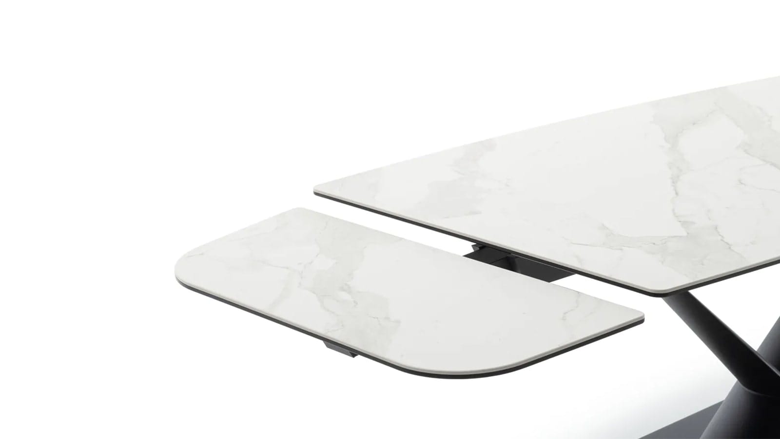 Esstisch Savona - LB ca. 200x100 cm, ausziehbar, Keramik, Weiß, Bootsform – Bild 9