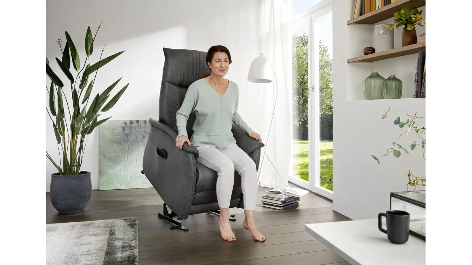 Fernsehsessel EM Düsseldorf - Relaxfunktion (3-motorisch), Leder, Brikett – Bild 4