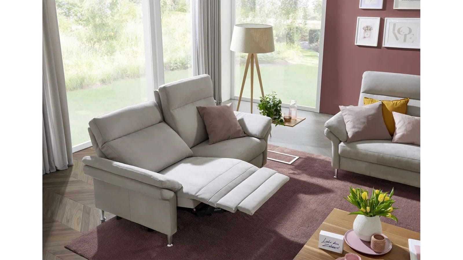 Sofa EM Helsinki - 3-Sitzer, Relaxfunktion (motorisch), Stoff, Silbergrau – Bild 3