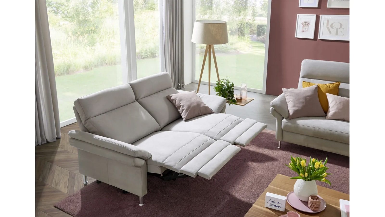 Sofa EM Helsinki - 3-Sitzer, Relaxfunktion (motorisch), Stoff, Silbergrau – Bild 2