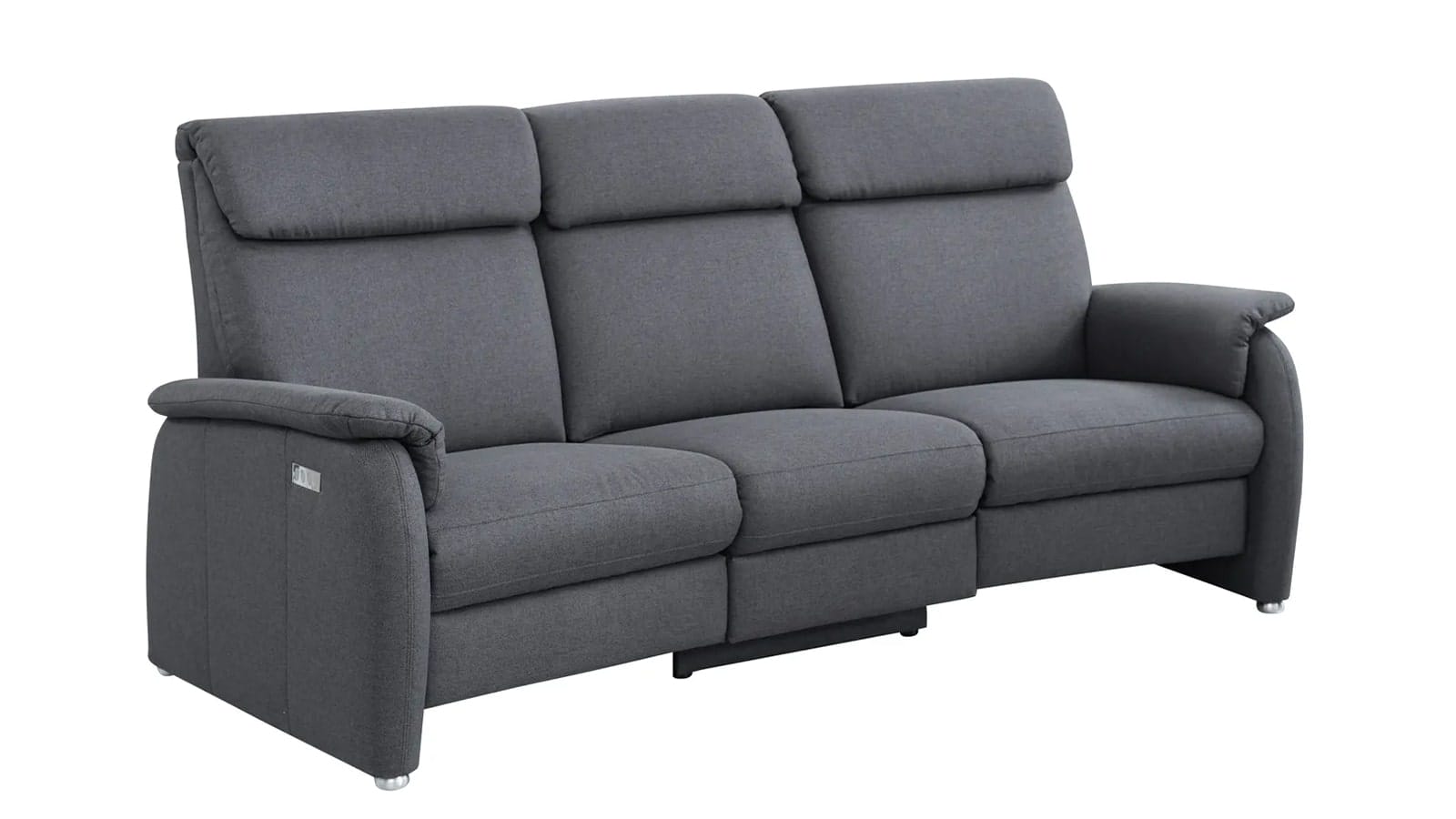 Trapezsofa EM Barcelona - 3-Sitzer, Relaxfunktion (motorisch), Stoff, Anthrazit