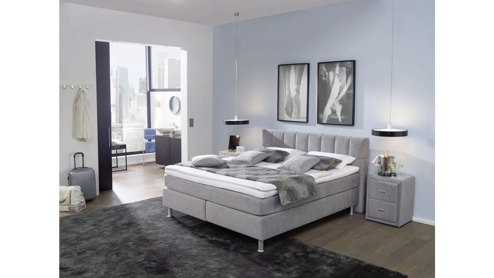 Boxspringbett EM Select - Liegefläche ca. 180x200 cm, Stoff, silber – Bild 3