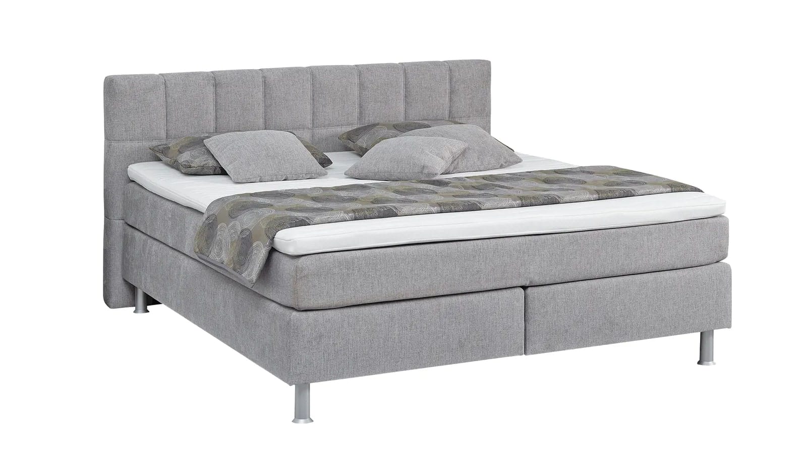 Boxspringbett EM Select - Liegefläche ca. 180x200 cm, Stoff, silber