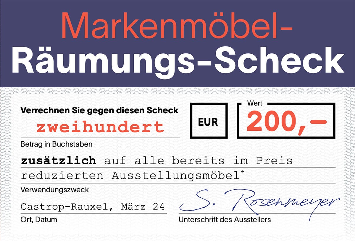 200 Euro Markenmöbel Scheck