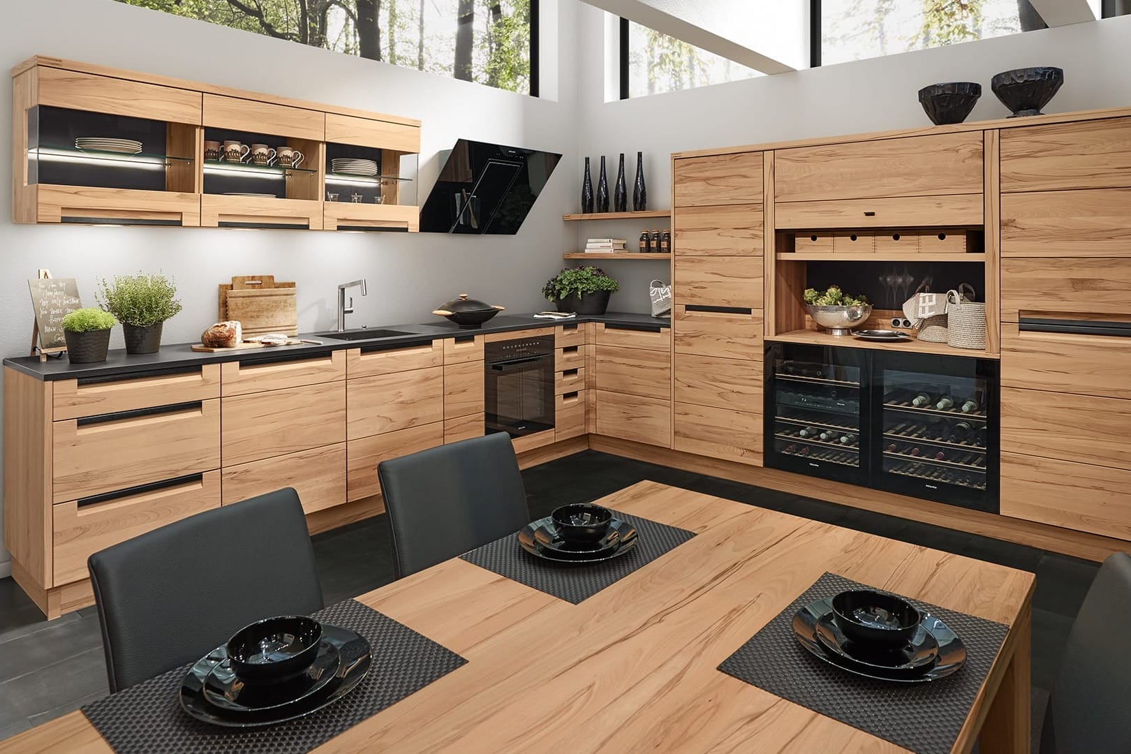 Küche L-Form Holz massiv