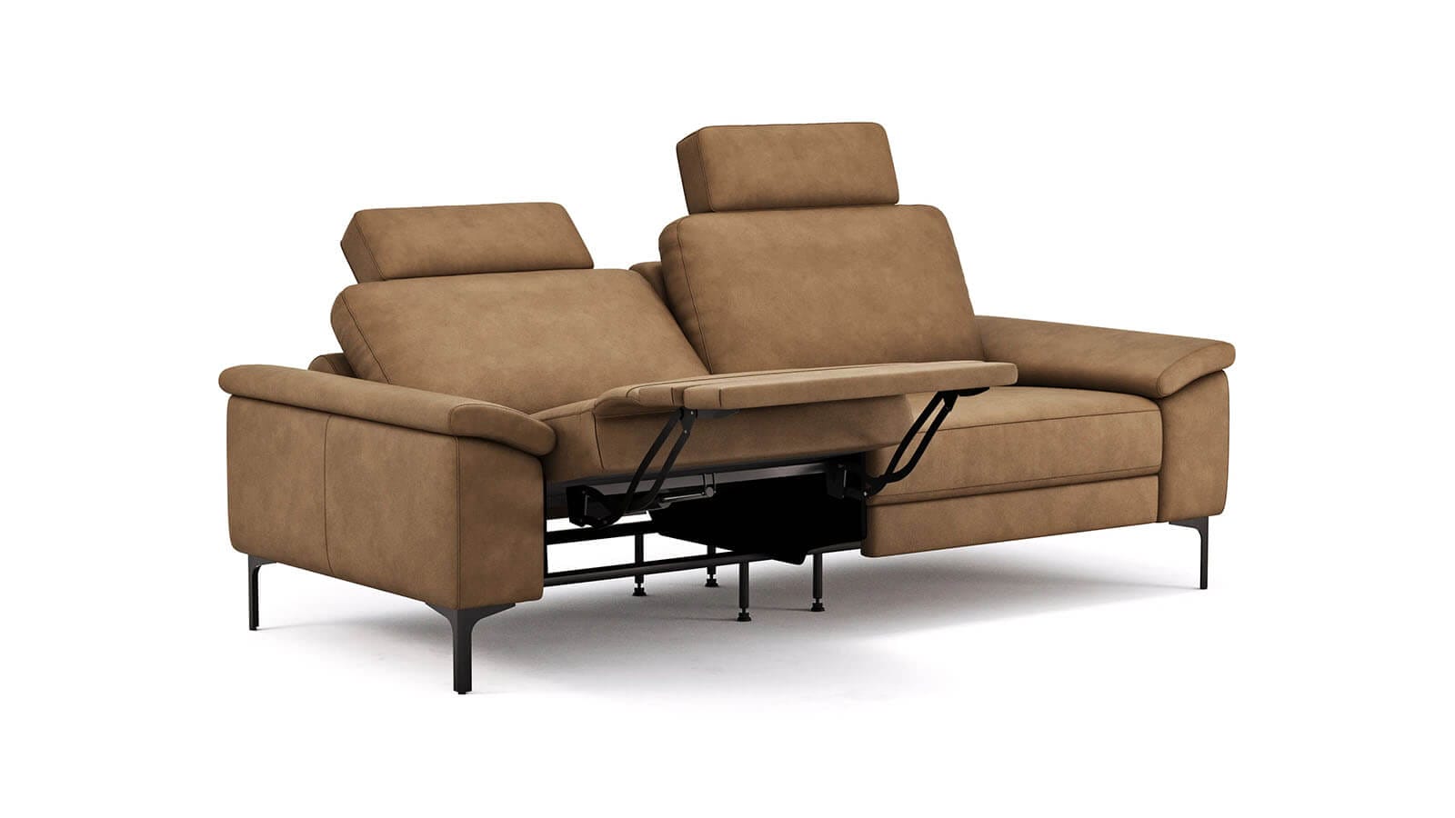 Sofa Anna - 3-Sitzer inkl. Relaxfunktion (motorisch), Kopfstützen, Leder, Cognac – Bild 3