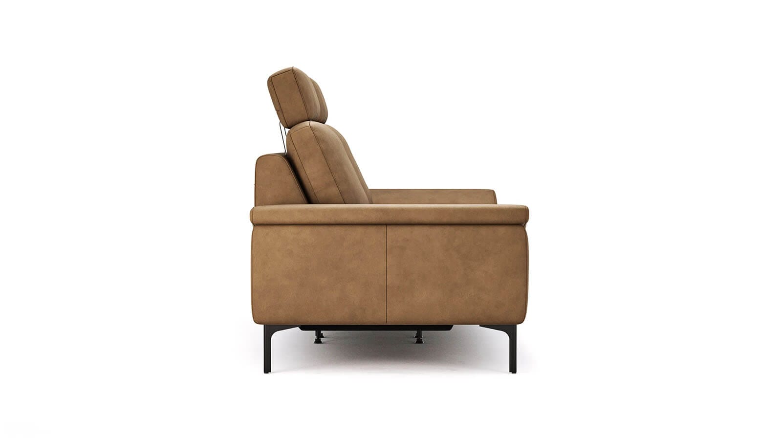 Sofa Anna - 3-Sitzer inkl. Relaxfunktion (motorisch), Kopfstützen, Leder, Cognac – Bild 4