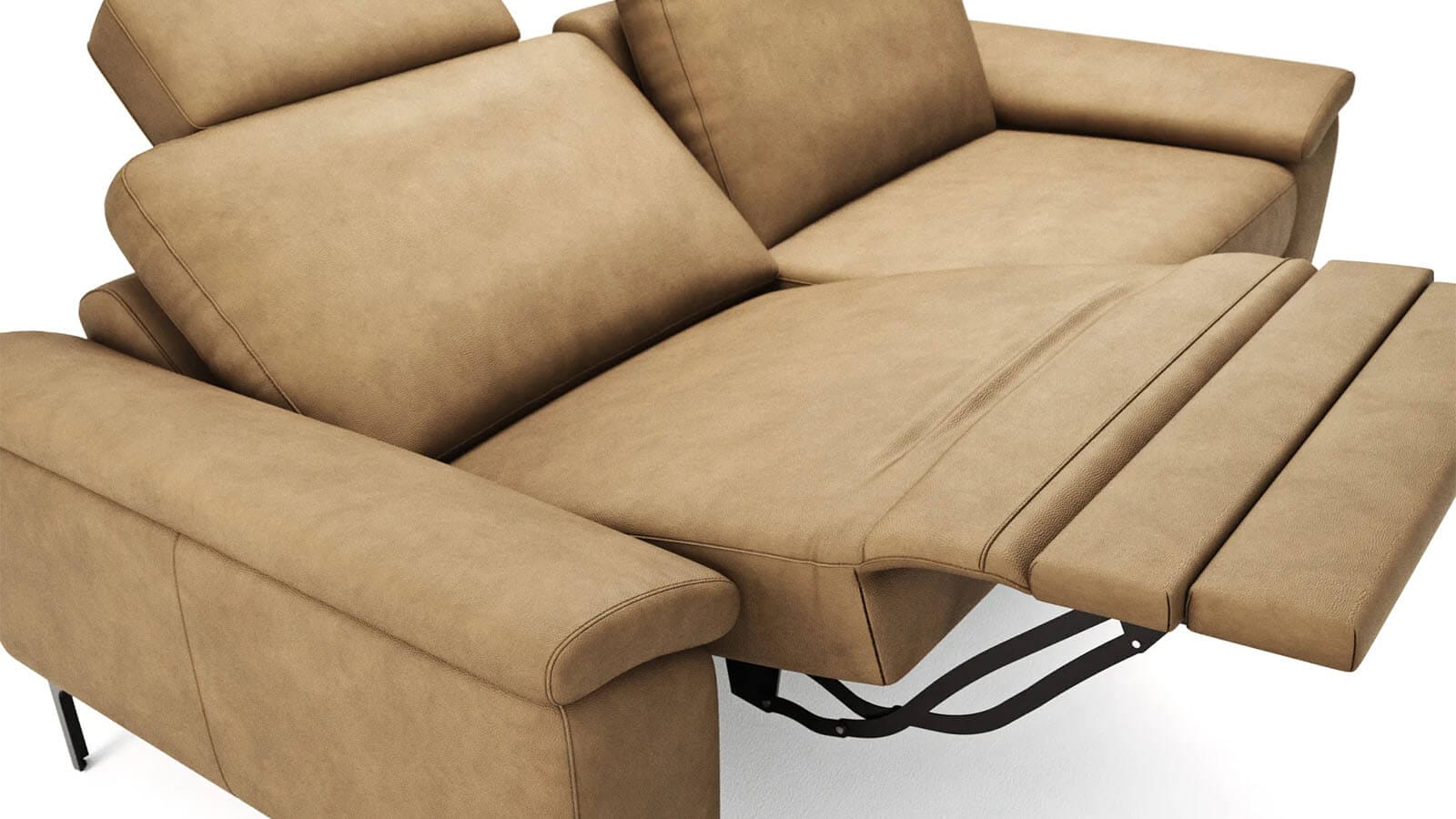 Sofa Anna - 3-Sitzer inkl. Relaxfunktion (motorisch), Kopfstützen, Leder, Cognac – Bild 7