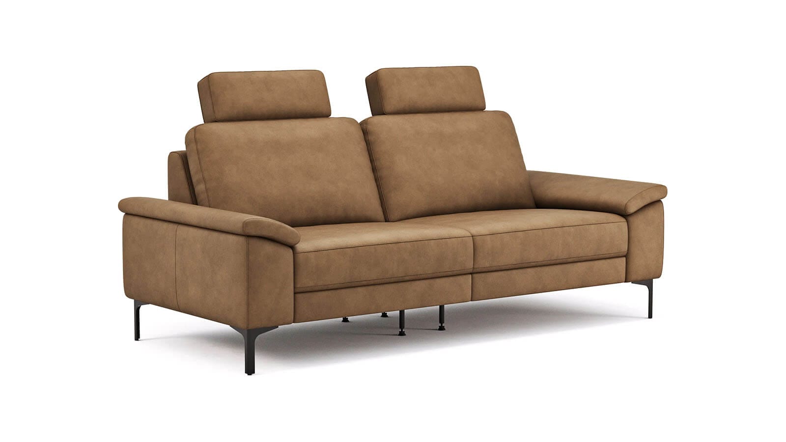 Sofa Anna - 3-Sitzer inkl. Relaxfunktion (motorisch), Kopfstützen, Leder, Cognac – Bild 2