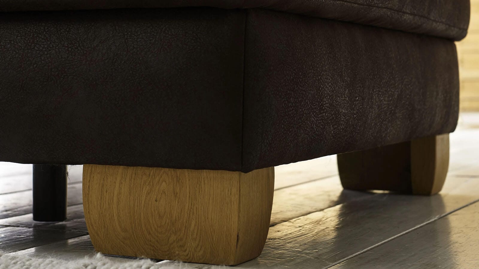 Wohnlandschaft - Longchair links mit 2,5-Sitzer und Ecke rechts, Kopfteil verstellbar, Stoff, Mocca – Bild 5