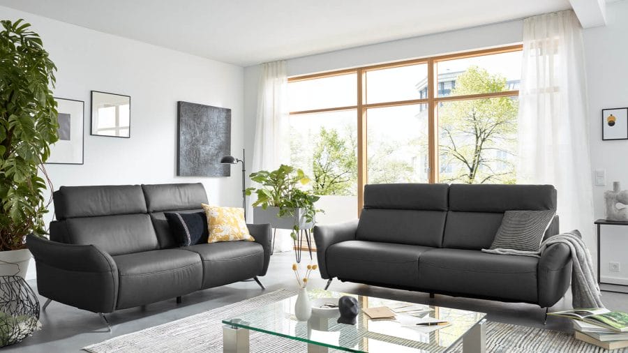Musterring MR 280 Sofa 2.5-Sitzer Leder / Schwarzgrau