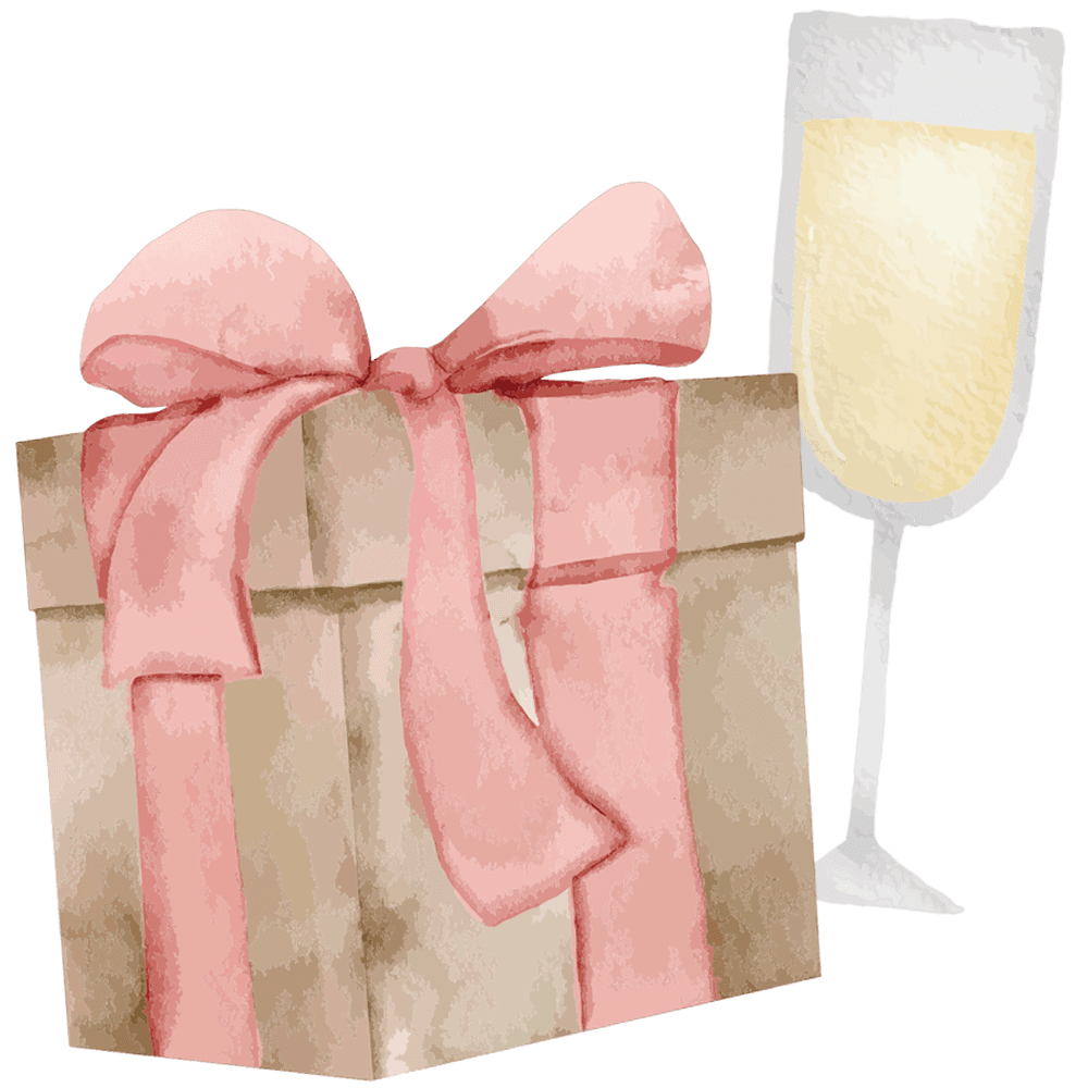 Geschenk und Sekt
