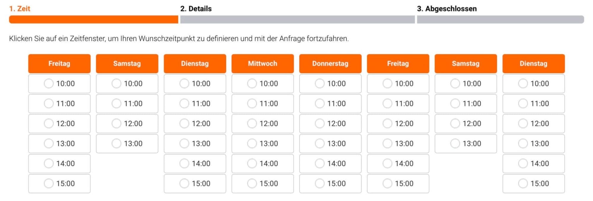 Terminbuchung Di bis Sa