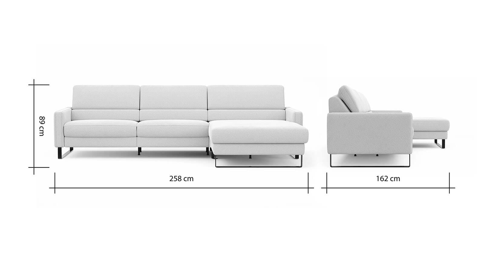 Sofa Valera - 3-Sitzer mit Longchair, Stoff in Limone oder Natur – Bild 2