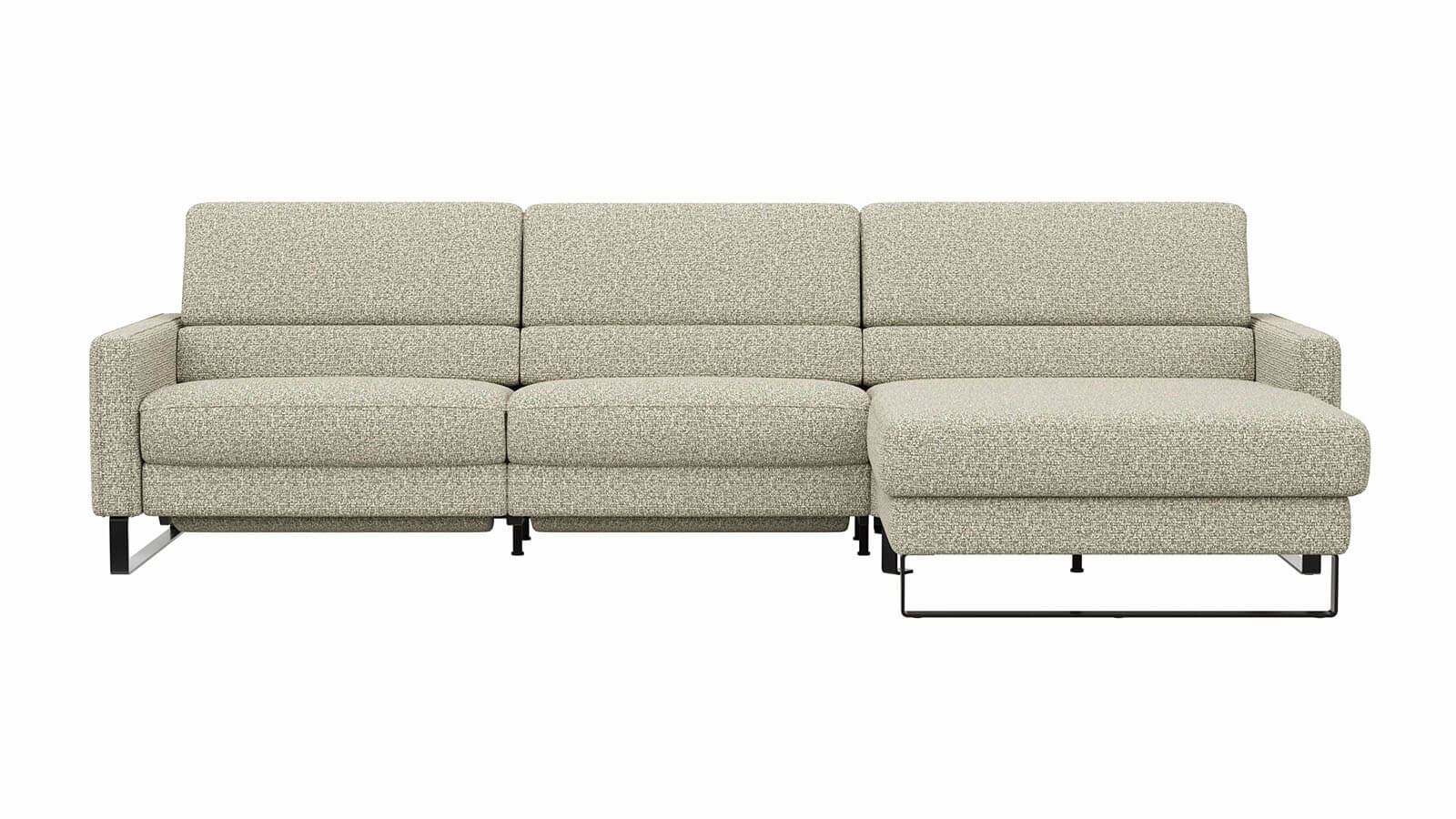 Sofa Valera - 3-Sitzer mit Longchair, Stoff in Limone oder Natur – Bild 4