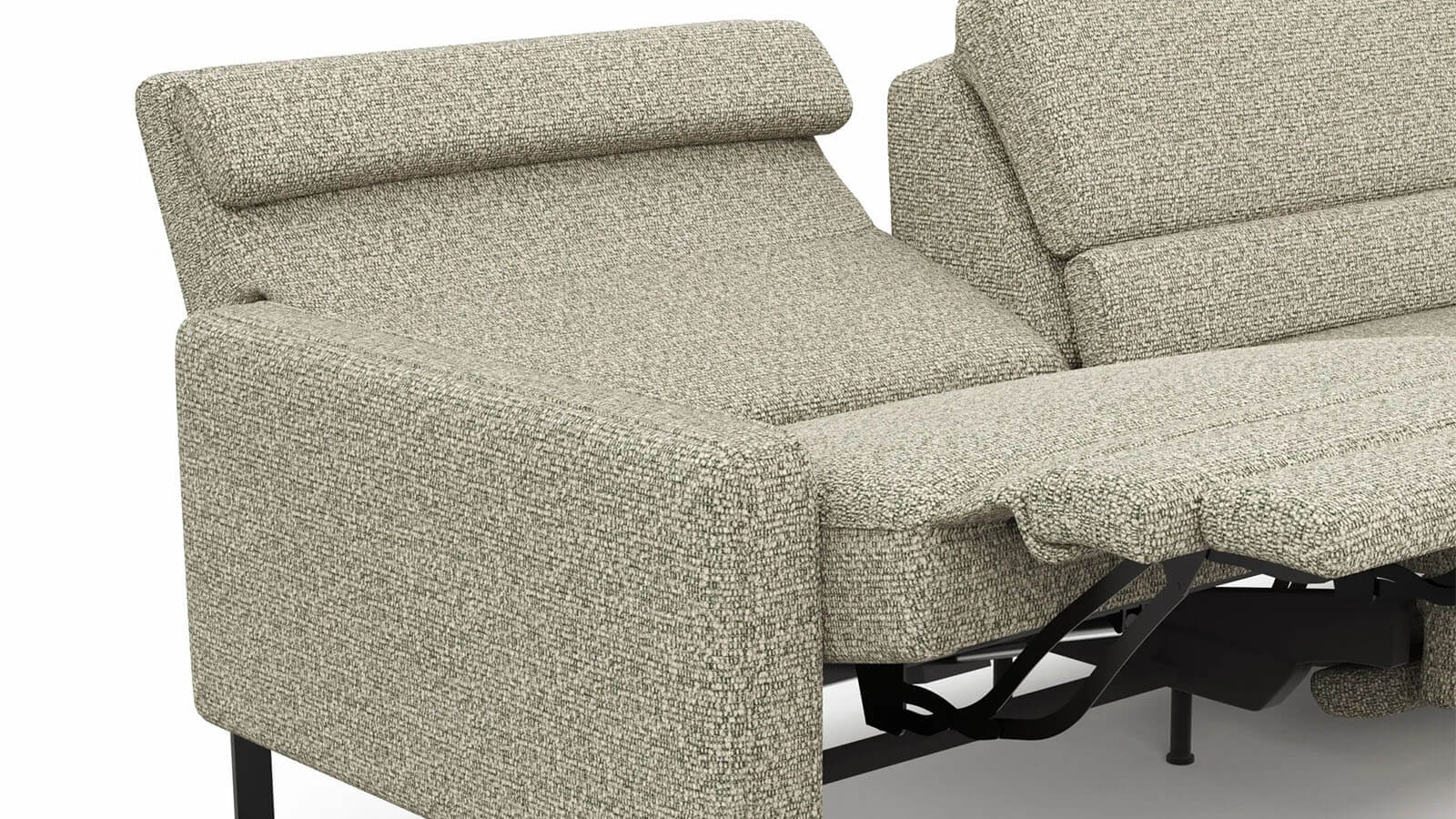 Sofa Valera - 3-Sitzer mit Longchair, Stoff in Limone oder Natur – Bild 22
