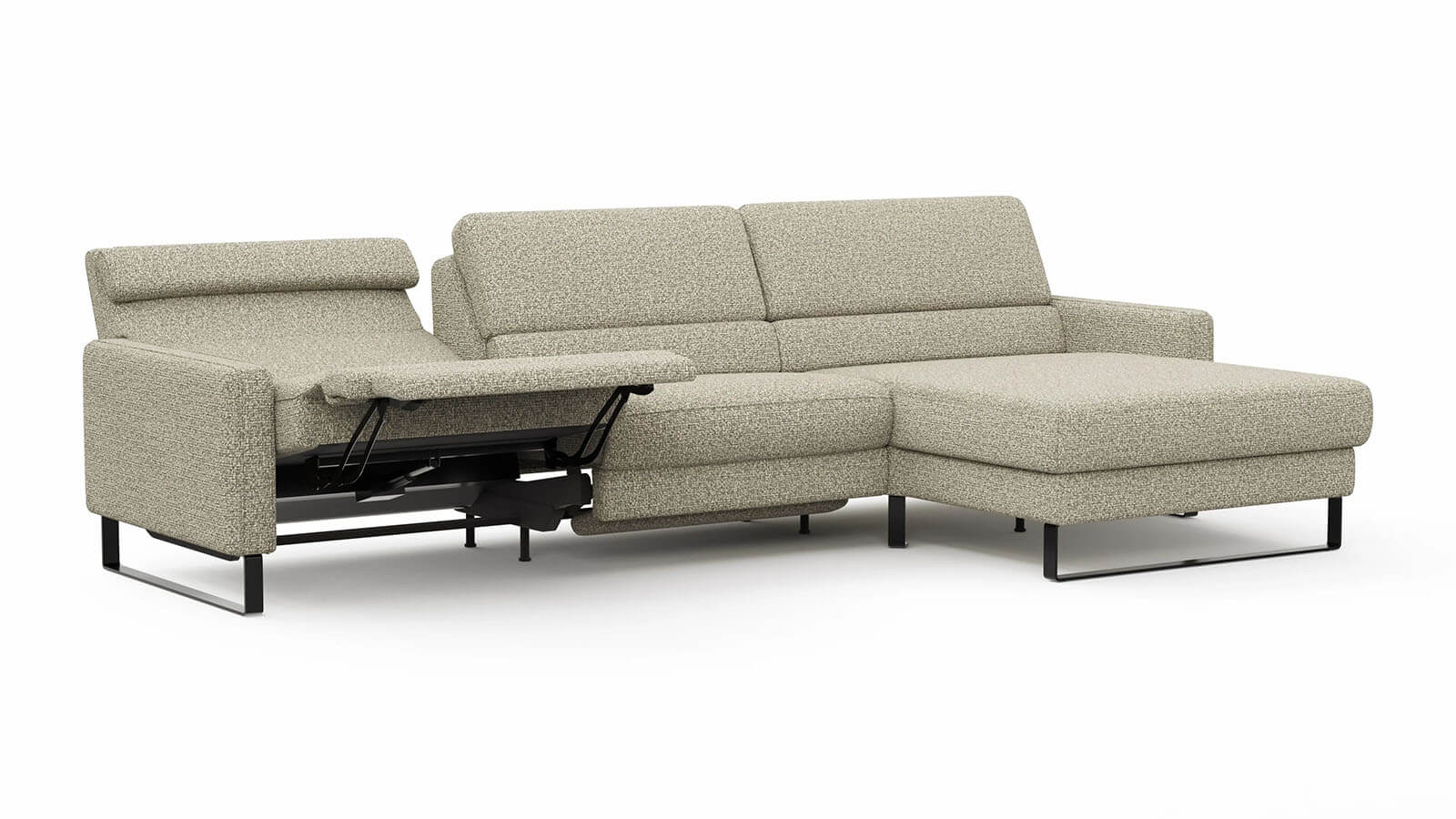Sofa Valera - 3-Sitzer mit Longchair, Stoff in Limone oder Natur – Bild 18