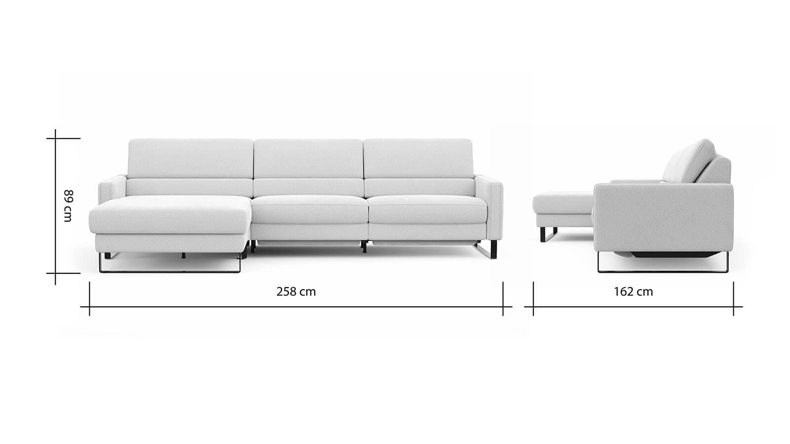 Sofa Valera - 3-Sitzer mit Longchair, Stoff in Limone oder Natur – Bild 3