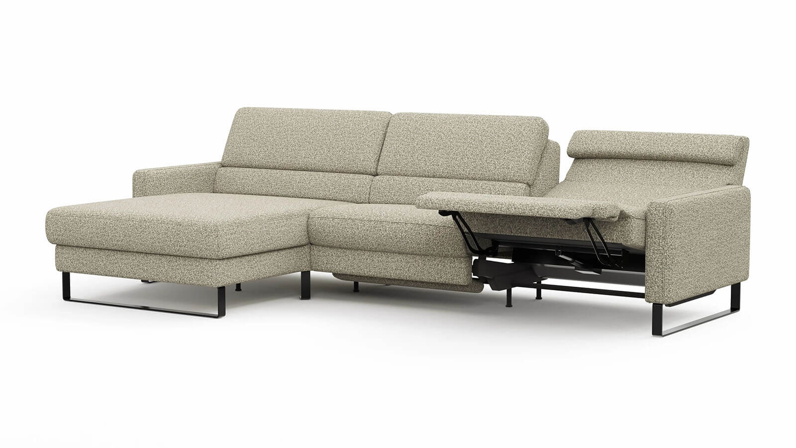 Sofa Valera - 3-Sitzer mit Longchair, Stoff in Limone oder Natur – Bild 20