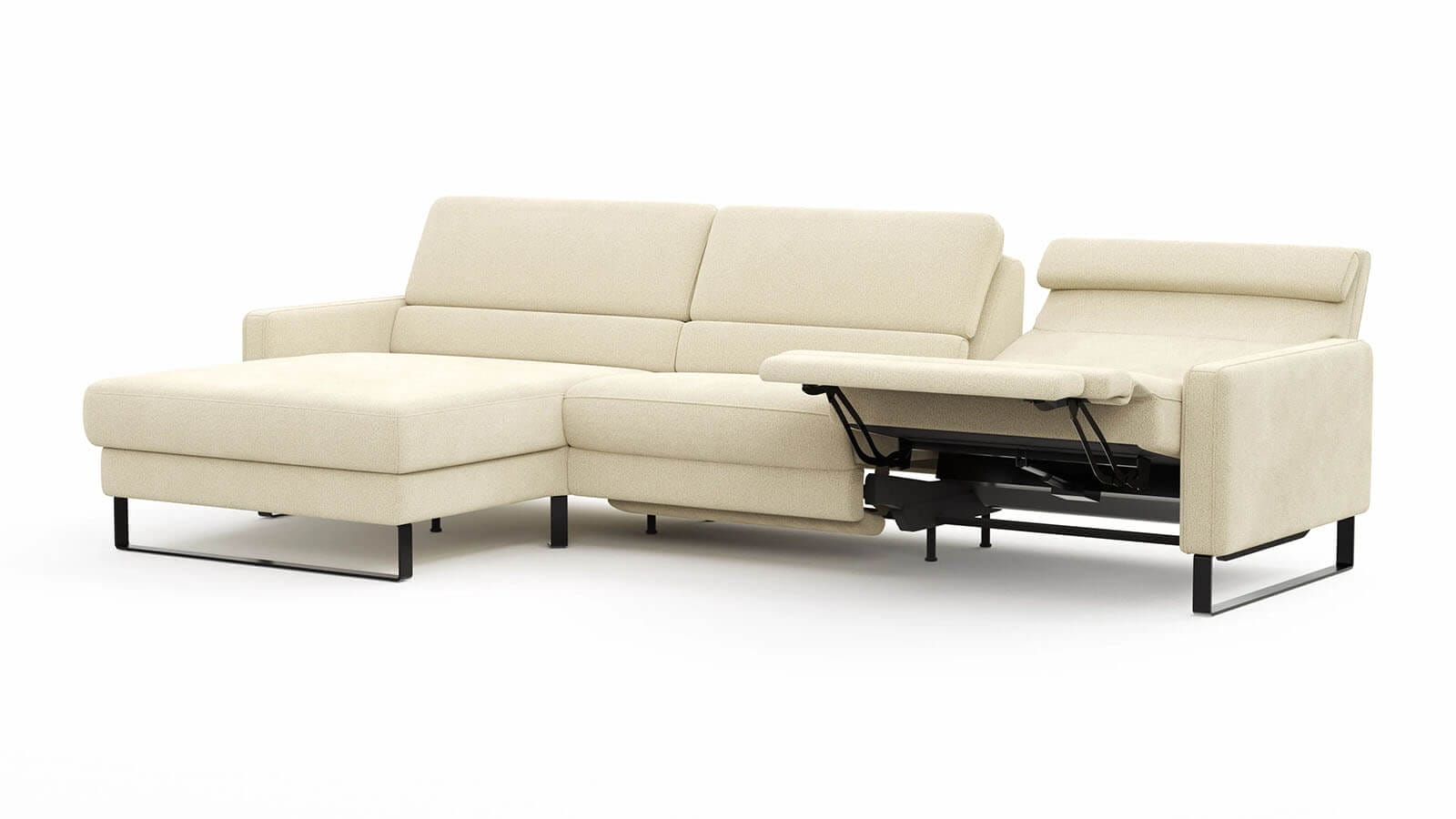 Sofa Valera - 3-Sitzer mit Longchair, Stoff in Limone oder Natur – Bild 21