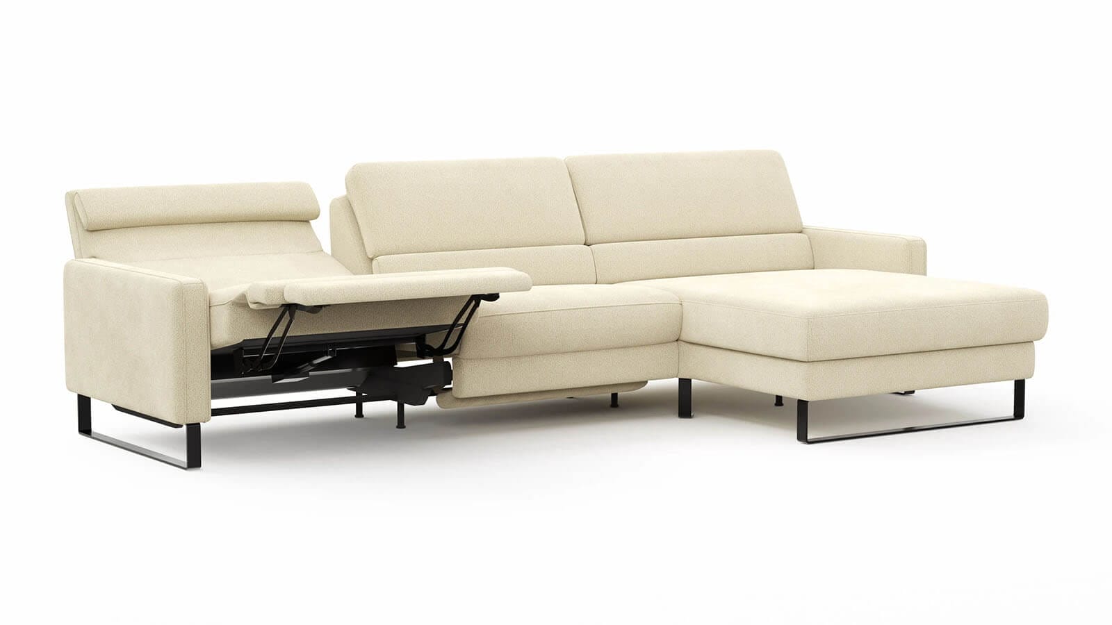 Sofa Valera - 3-Sitzer mit Longchair, Stoff in Limone oder Natur – Bild 19
