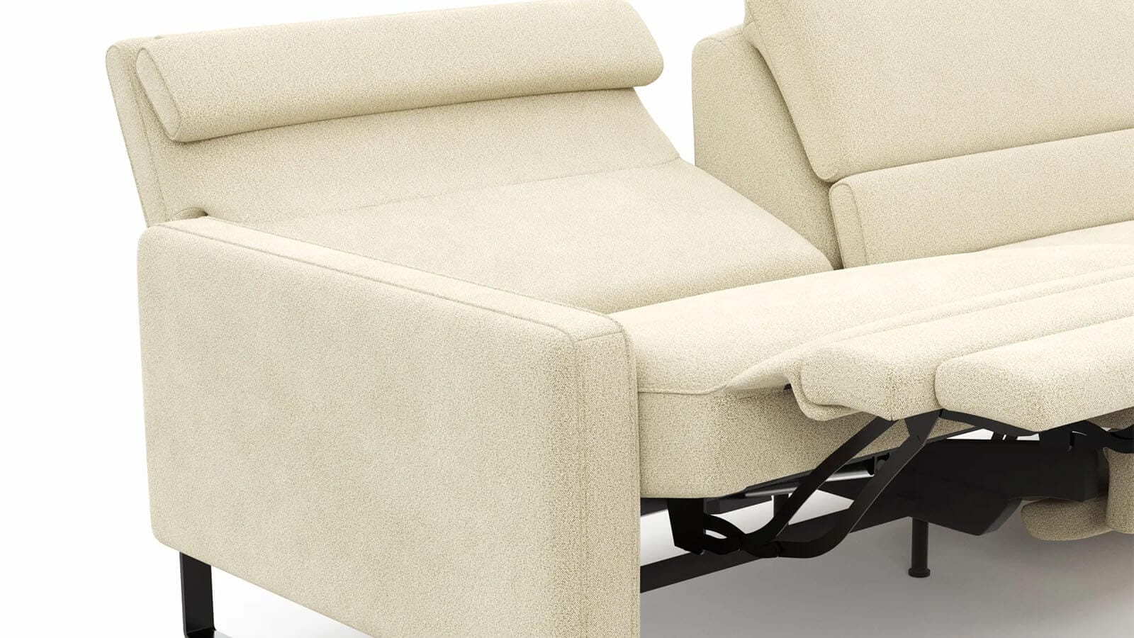 Sofa Valera - 3-Sitzer mit Longchair, Stoff in Limone oder Natur – Bild 23