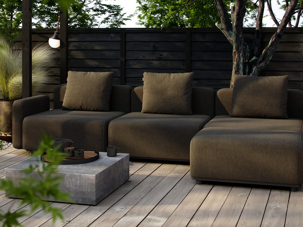 Olivegrüne Außensofas für deine Terrasse
