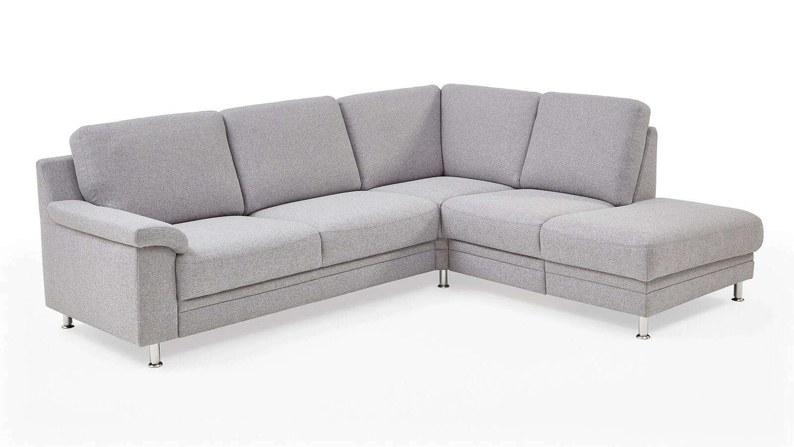Ecksofa EM Athen - 2,5-Sitzer mit Ecke rechts, Stoff, Hellgrau