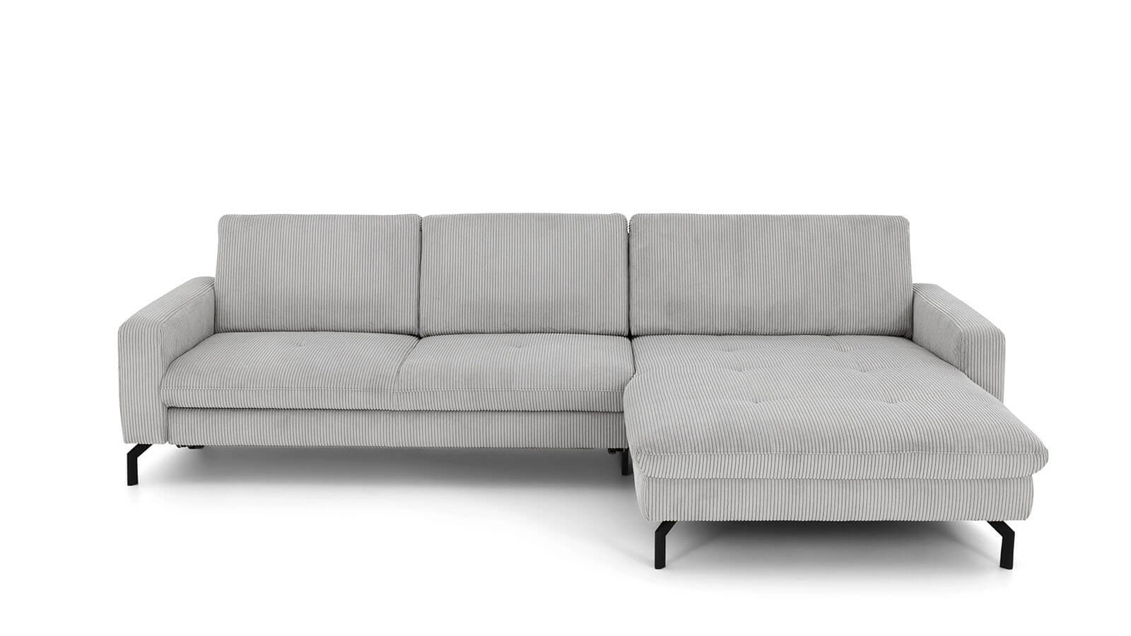 Ecksofa - 3-Sitzer mit Longchair rechts, Stoff, Grau – Bild 2